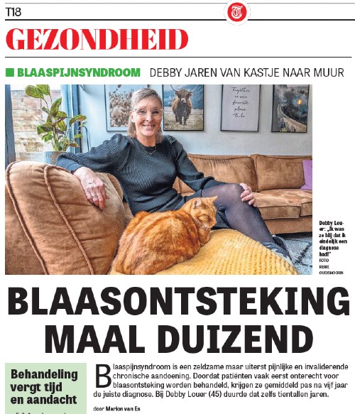 Blaaspijnsyndroom in Telegraaf afbeelding van artikel in dagblad